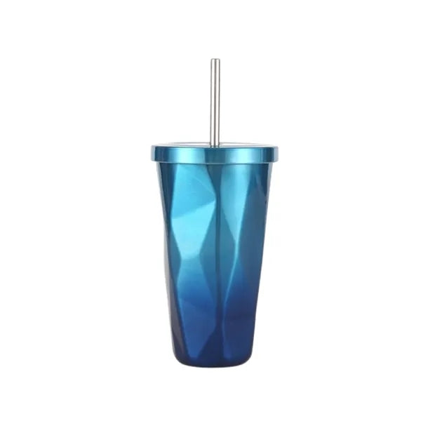 Irregular Gradient Stainless Steel Tumbler With Lid Straw
