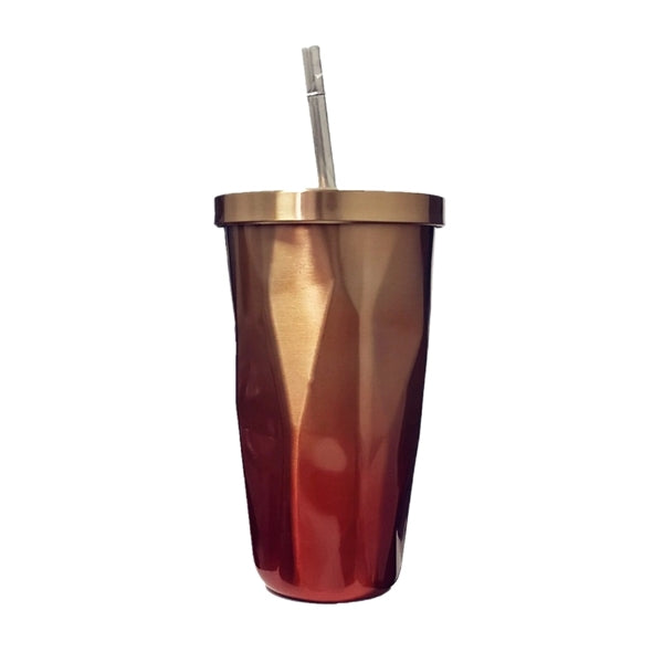 Irregular Gradient Stainless Steel Tumbler With Lid Straw