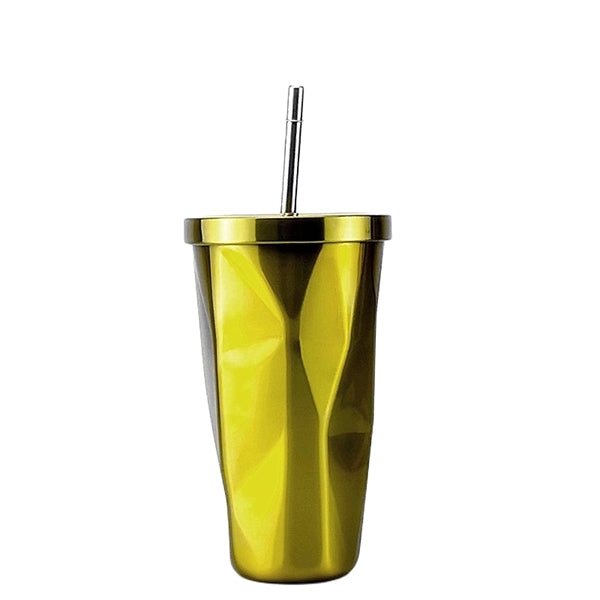 Irregular Gradient Stainless Steel Tumbler With Lid Straw