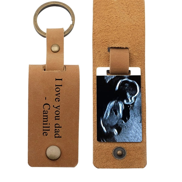Leather photo keychain