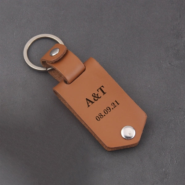 Leather photo keychain