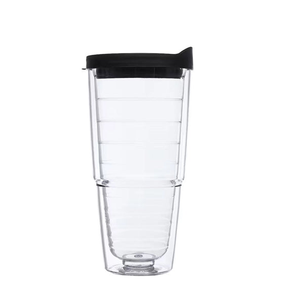 24 Oz. Custom Double Wall Clear Acrylic Tumblers w/ Straw