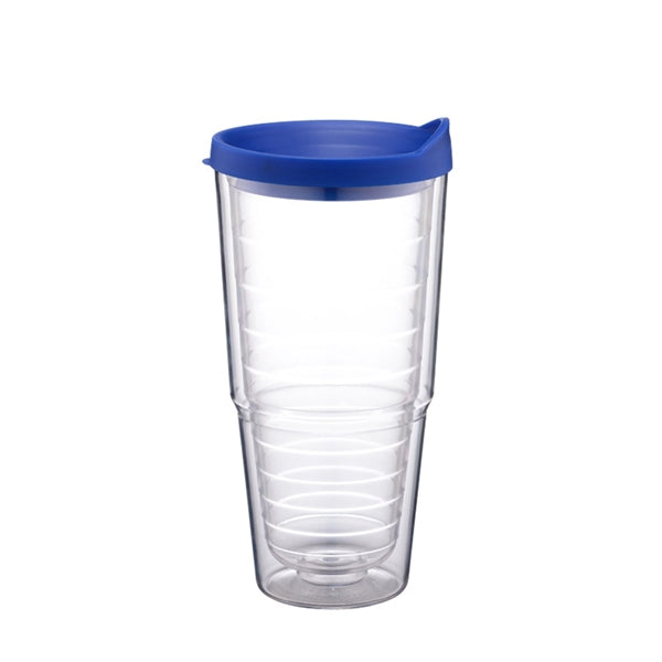 24 Oz. Custom Double Wall Clear Acrylic Tumblers w/ Straw