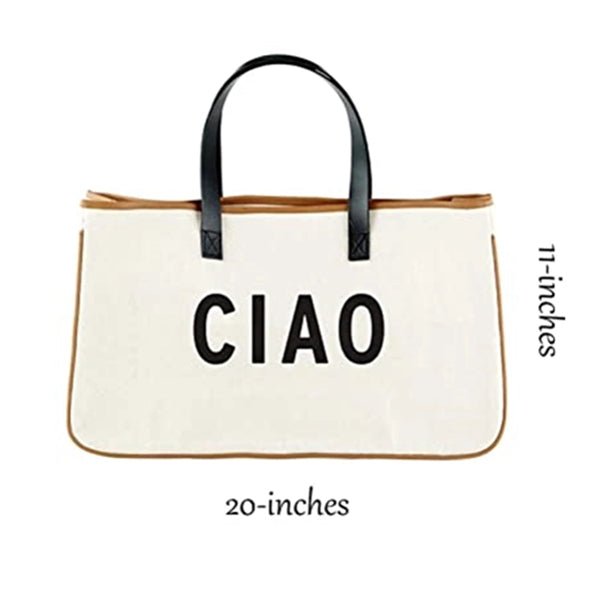 Canvas Tote Bag with Leather Handle