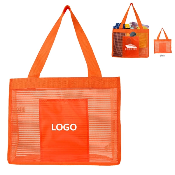 Mesh Beach Tote Bag with Zipper