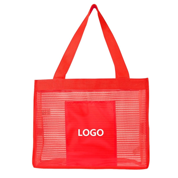 Mesh Beach Tote Bag with Zipper