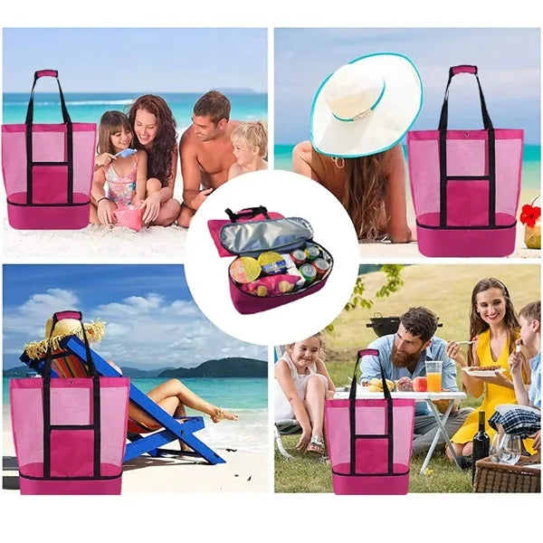 Mesh Beach Tote Cooler Bag
