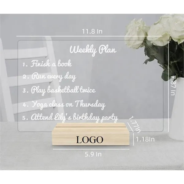 Clear acrylic dry erase board with light