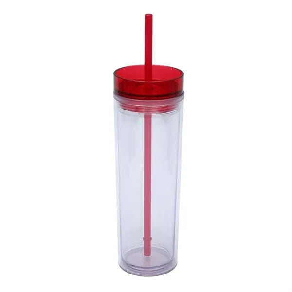 Double Wall 16 Oz Coffee Tumbler With Straw