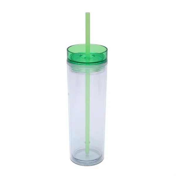 Double Wall 16 Oz Coffee Tumbler With Straw