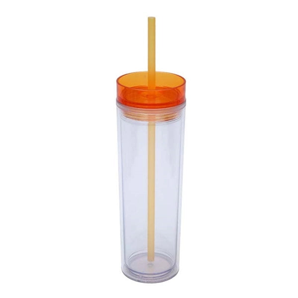 Double Wall 16 Oz Coffee Tumbler With Straw
