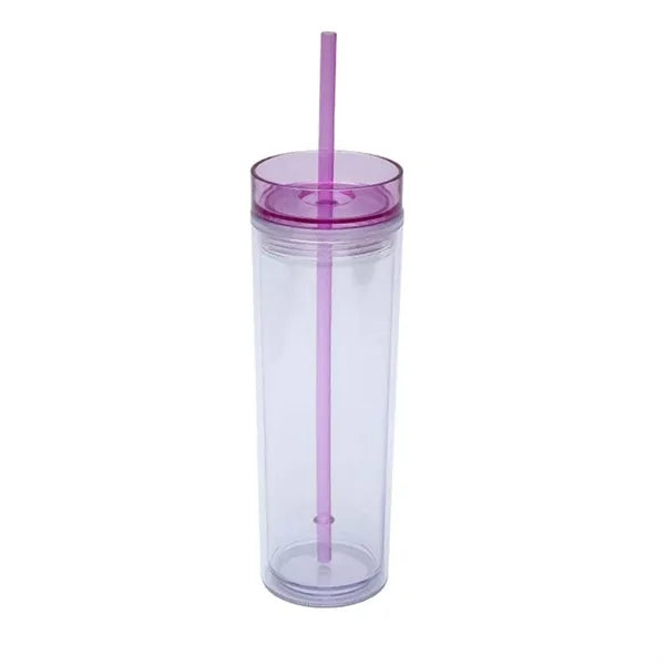 Double Wall 16 Oz Coffee Tumbler With Straw