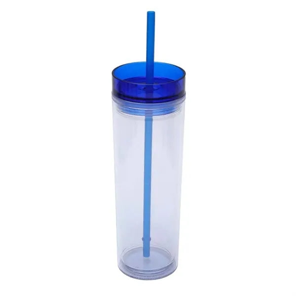 Double Wall 16 Oz Coffee Tumbler With Straw