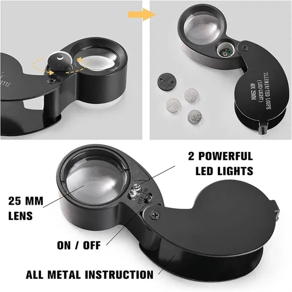 Handheld 40X Loupe for Jewelry, Watches & Gems