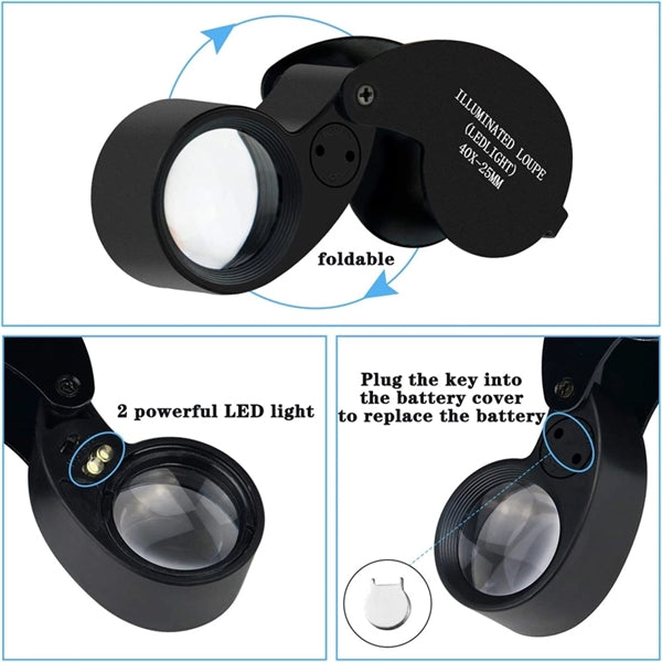 Handheld 40X Loupe for Jewelry, Watches & Gems