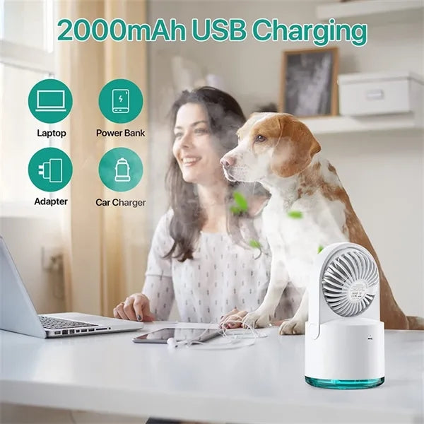 Portable 2 In 1 Desktop Office Cooling Water Misting Fan
