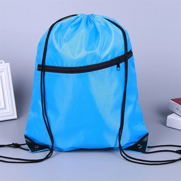 Drawstring Bags with Front Zipper Pocket