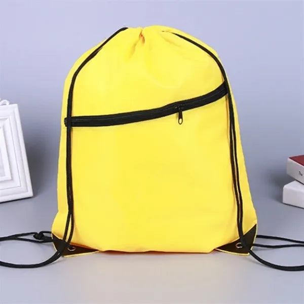 Drawstring Bags with Front Zipper Pocket