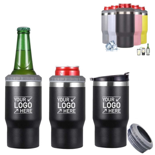 14oz. 4-in-1 Beer/ Bottle Can Cooler Holder w/ 2 Lids