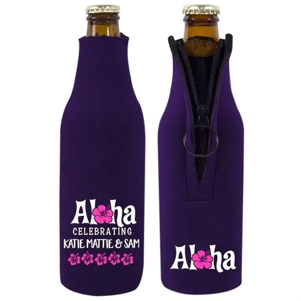 Full Color Zipper Fabric Bottle Coolie