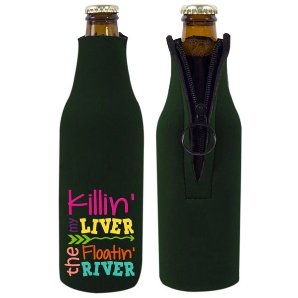 Full Color Zipper Fabric Bottle Coolie