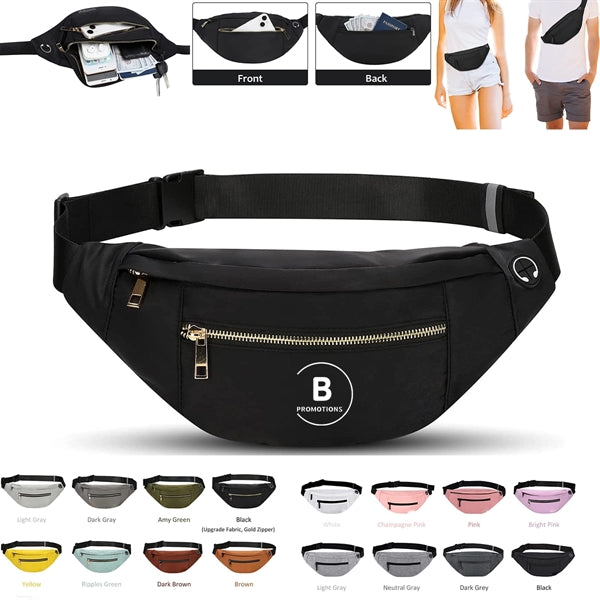 Large Crossbody Fanny Pack with 4-Zipper Pockets