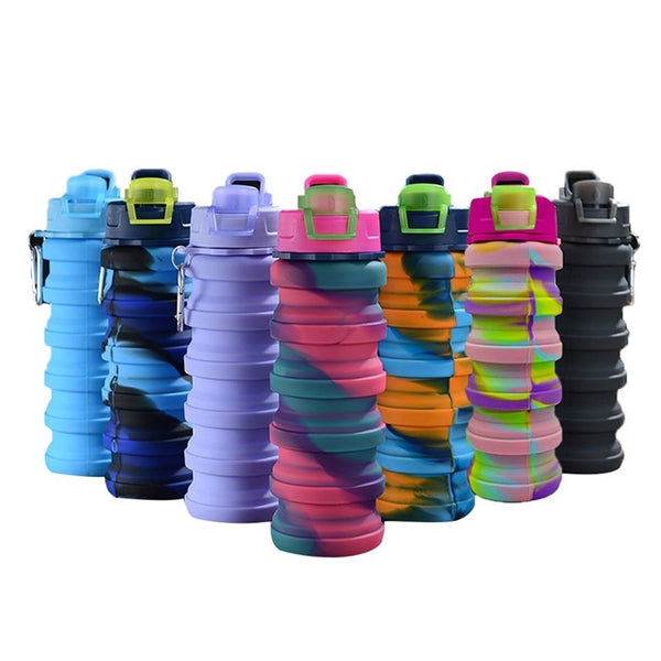 17 Oz. Rainbow Collapsible Water Bottle with Carabiner