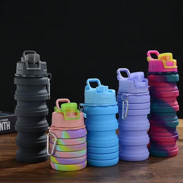 17 Oz. Rainbow Collapsible Water Bottle with Carabiner