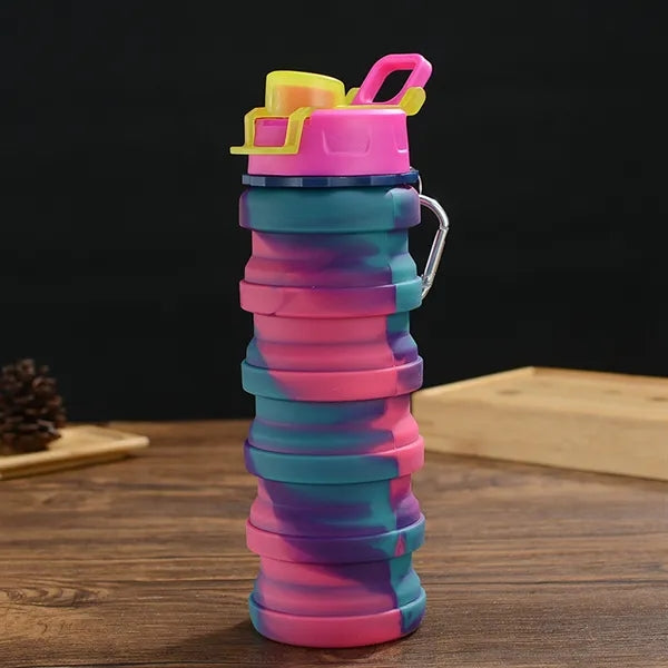 17 Oz. Rainbow Collapsible Water Bottle with Carabiner