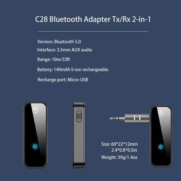 Bluetooth 5.0 Adapter 3.5mm Jack Aux Dongle