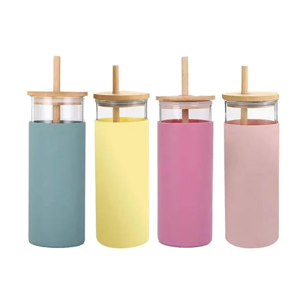 Glass Tumbler with Straw