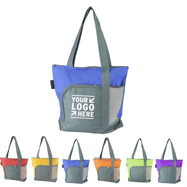 Two-tone Zippered Tote Bag