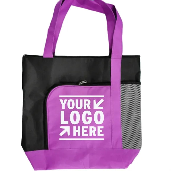 Two-tone Zippered Tote Bag