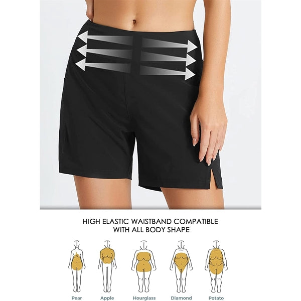 Quick Dry High Waisted Swim Board Shorts Swimsuit