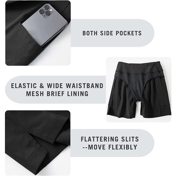 Quick Dry High Waisted Swim Board Shorts Swimsuit