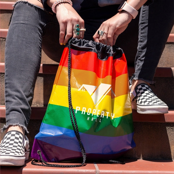 Jumbo Rainbow Drawstring Backpack Bag