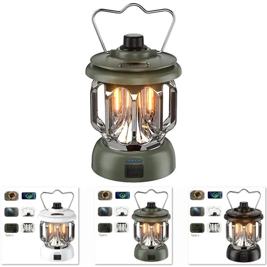 Type-C Vintage Led Camping Lantern Hanging Outdoor Lights