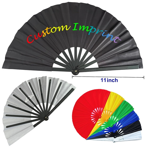 Big 11" Plastic Ribs Fabric Folding Kung Fu Clack Fan