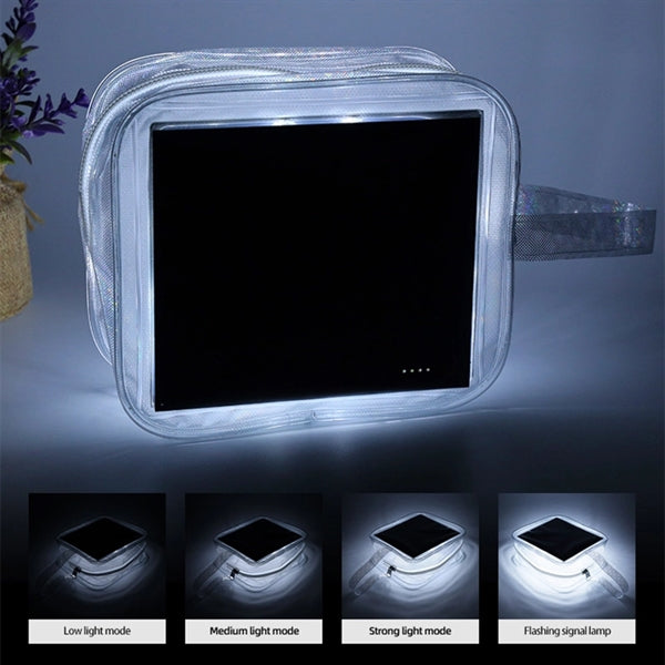 Solar Portable Travel Cosmetic Bag With LED Emergency Light
