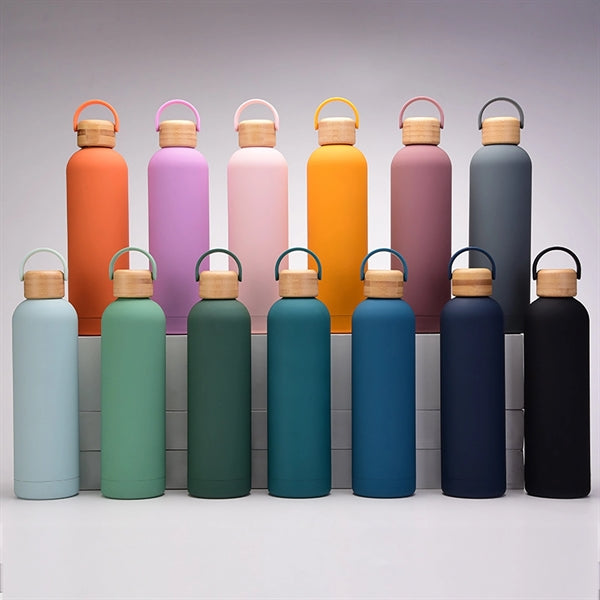 1L Insulated Water Bottle With Bamboo Lid
