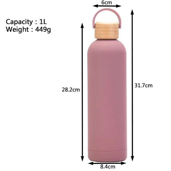 1L Insulated Water Bottle With Bamboo Lid
