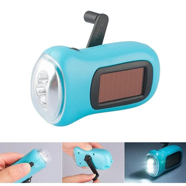 Solar Hand Crank Emergency Torch Handheld Flashlight Lantern