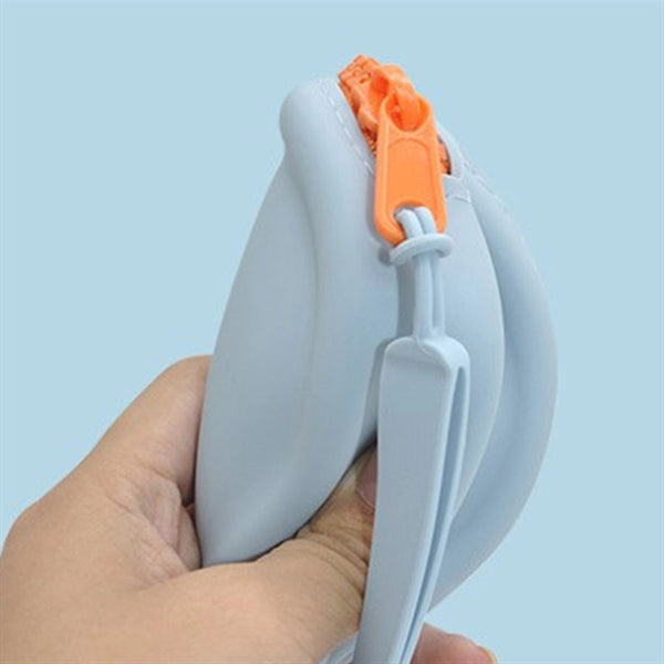 Mini Wallet Round Silicone Coin Purse with Zipper Lanyard