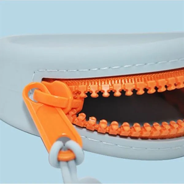 Mini Wallet Round Silicone Coin Purse with Zipper Lanyard