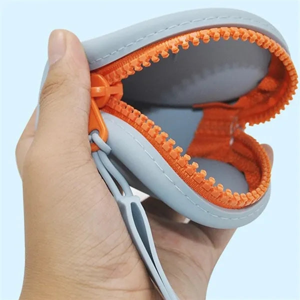 Mini Wallet Round Silicone Coin Purse with Zipper Lanyard