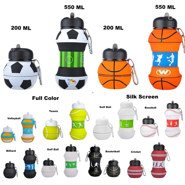 18 oz Collapsible Leak-Proof Sport Silicone Water Bottle