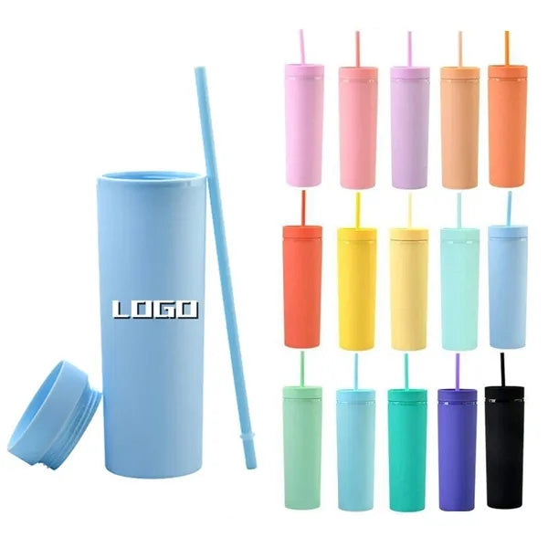 16oz Skinny Matte Tumbler with Lids and Straws