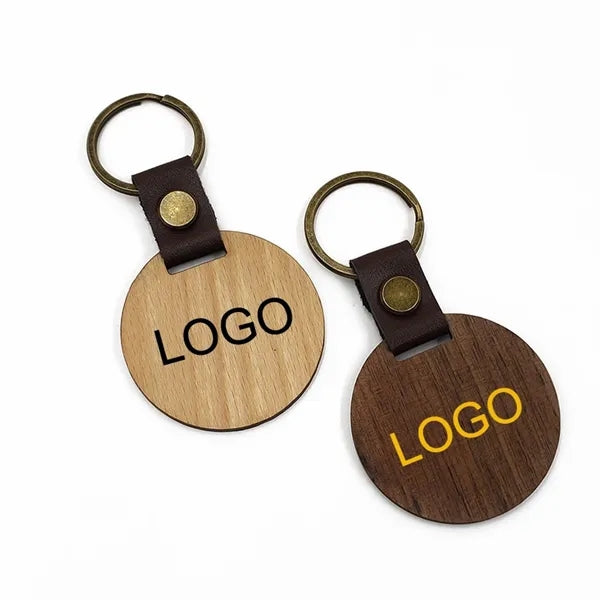 Wooden Logo Key Chain - Round