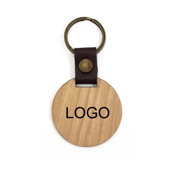 Wooden Logo Key Chain - Round