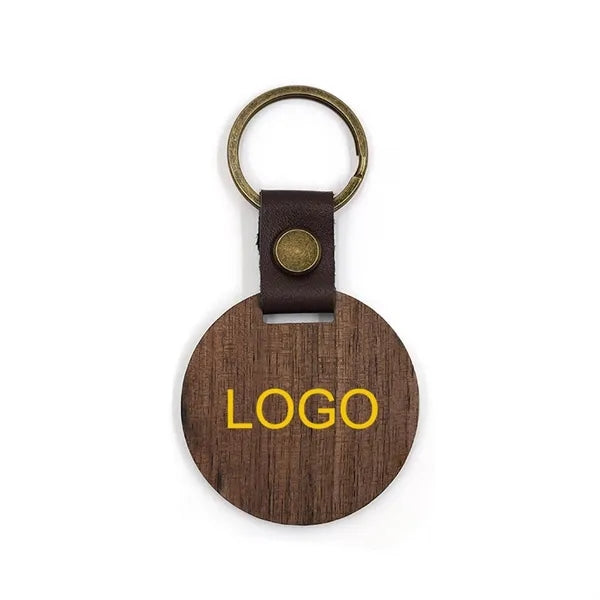Wooden Logo Key Chain - Round